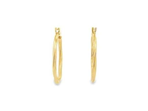 18K Yellow Gold 1-Inch Twisted Hoop Earrings